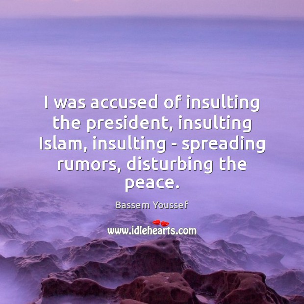 I was accused of insulting the president, insulting Islam, insulting – spreading Bassem Youssef Picture Quote