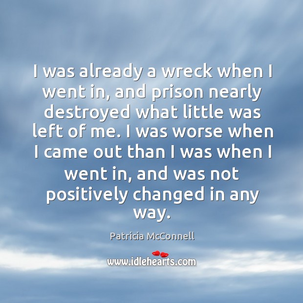 I was already a wreck when I went in, and prison nearly Patricia McConnell Picture Quote