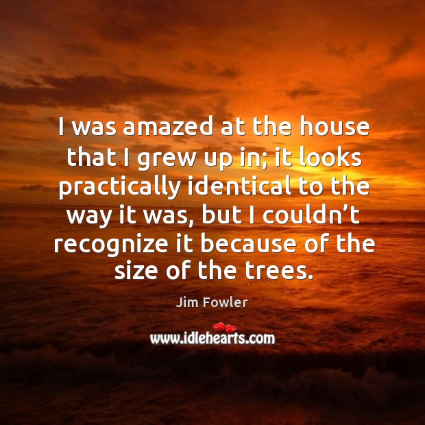 I was amazed at the house that I grew up in; it looks practically identical to the way it was Jim Fowler Picture Quote