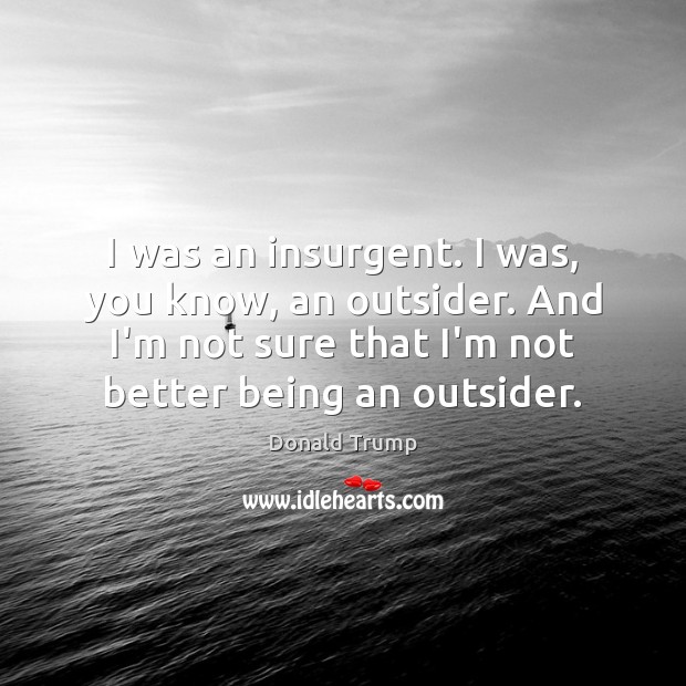 I was an insurgent. I was, you know, an outsider. And I’m Image