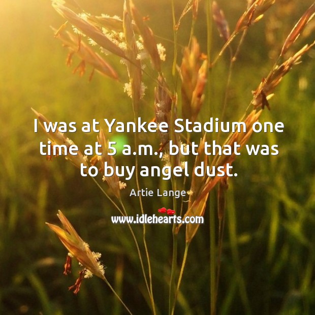 I was at yankee stadium one time at 5 a.m., but that was to buy angel dust. Artie Lange Picture Quote