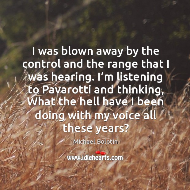 I was blown away by the control and the range that I was hearing. Michael Bolotin Picture Quote