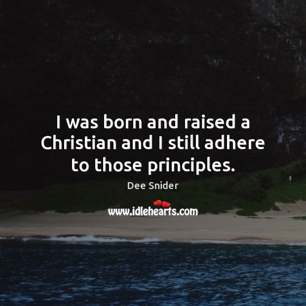 I was born and raised a Christian and I still adhere to those principles. Dee Snider Picture Quote