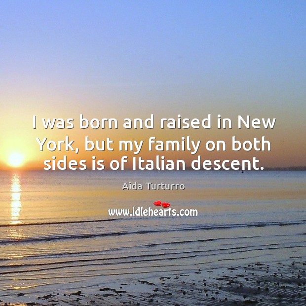 I was born and raised in new york, but my family on both sides is of italian descent. Aida Turturro Picture Quote