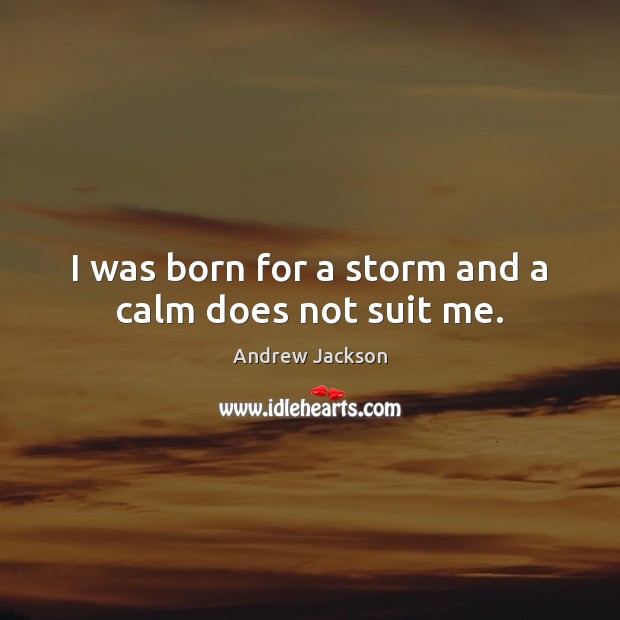 I was born for a storm and a calm does not suit me. Andrew Jackson Picture Quote