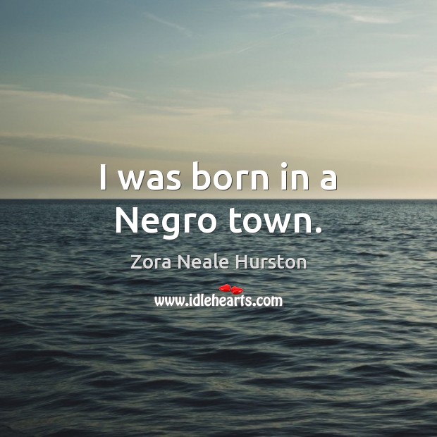 I was born in a Negro town. Zora Neale Hurston Picture Quote