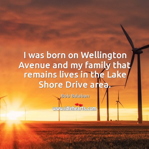 I was born on wellington avenue and my family that remains lives in the lake shore drive area. Bob Balaban Picture Quote