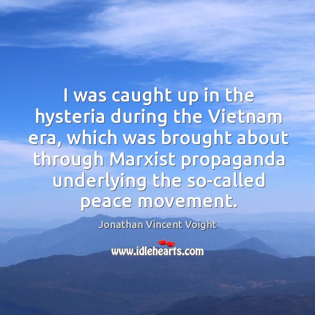 I was caught up in the hysteria during the vietnam era, which was brought about Image