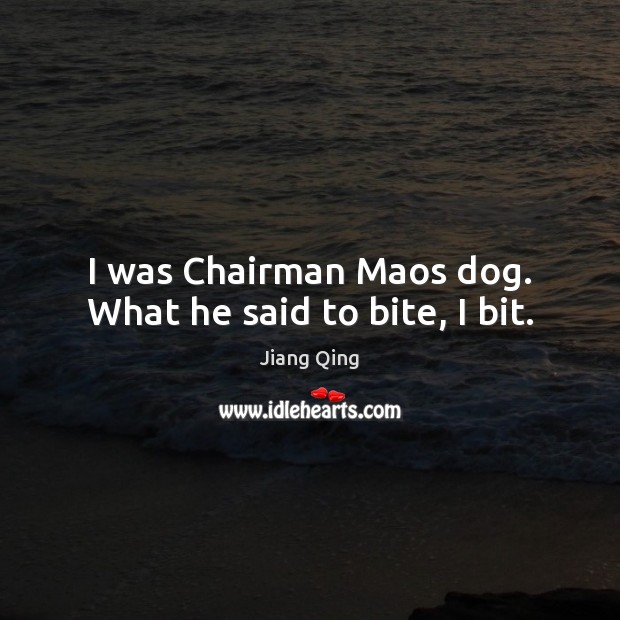 I was Chairman Maos dog. What he said to bite, I bit. Jiang Qing Picture Quote