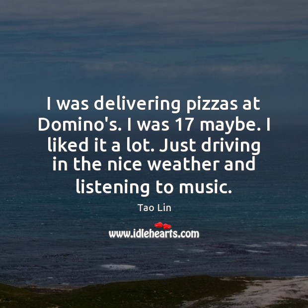 I was delivering pizzas at Domino’s. I was 17 maybe. I liked it Tao Lin Picture Quote