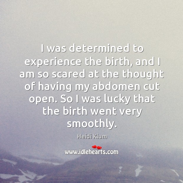 I was determined to experience the birth, and I am so scared Heidi Klum Picture Quote