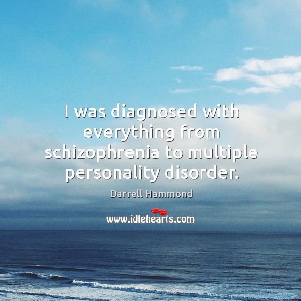 I was diagnosed with everything from schizophrenia to multiple personality disorder. Darrell Hammond Picture Quote