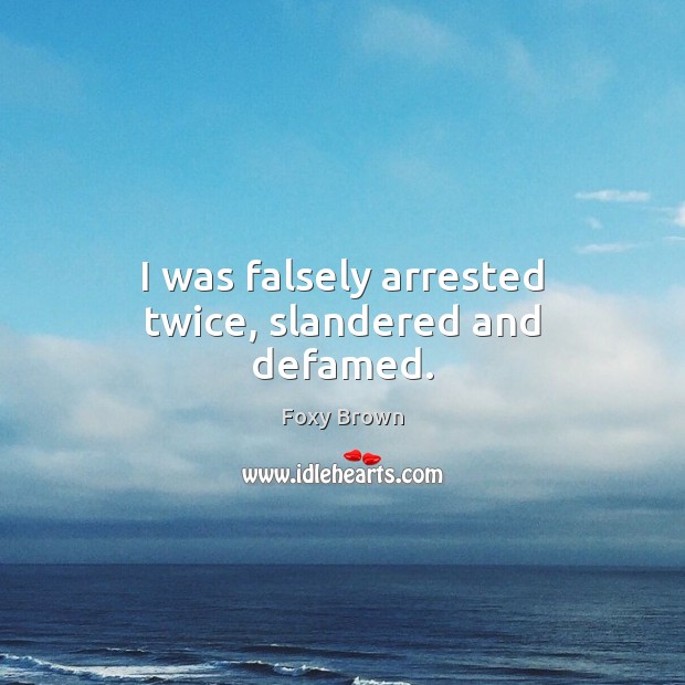 I was falsely arrested twice, slandered and defamed. Foxy Brown Picture Quote
