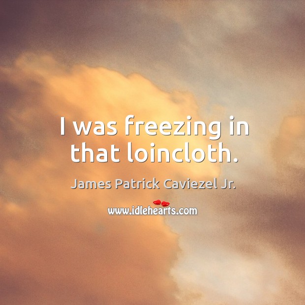 I was freezing in that loincloth. James Patrick Caviezel Jr. Picture Quote