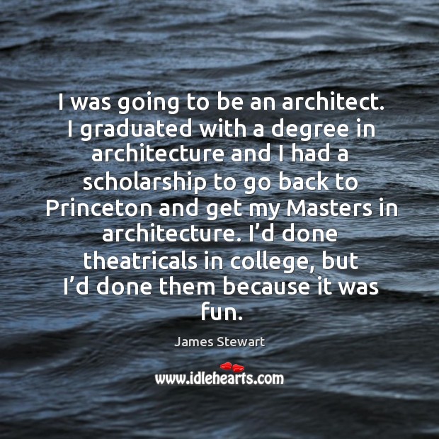 I was going to be an architect. I graduated with a degree in architecture and I had a James Stewart Picture Quote