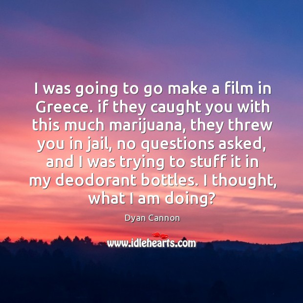 I was going to go make a film in greece. Dyan Cannon Picture Quote