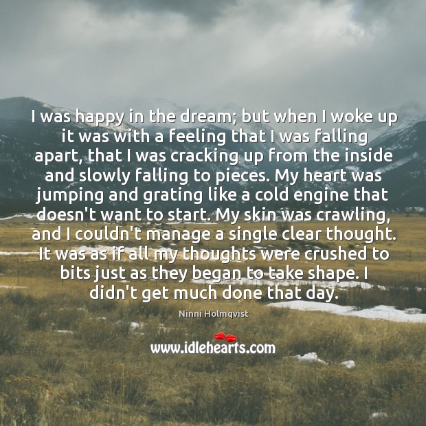 I was happy in the dream; but when I woke up it Ninni Holmqvist Picture Quote
