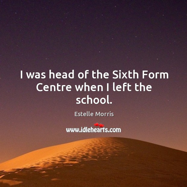 I was head of the sixth form centre when I left the school. Estelle Morris Picture Quote