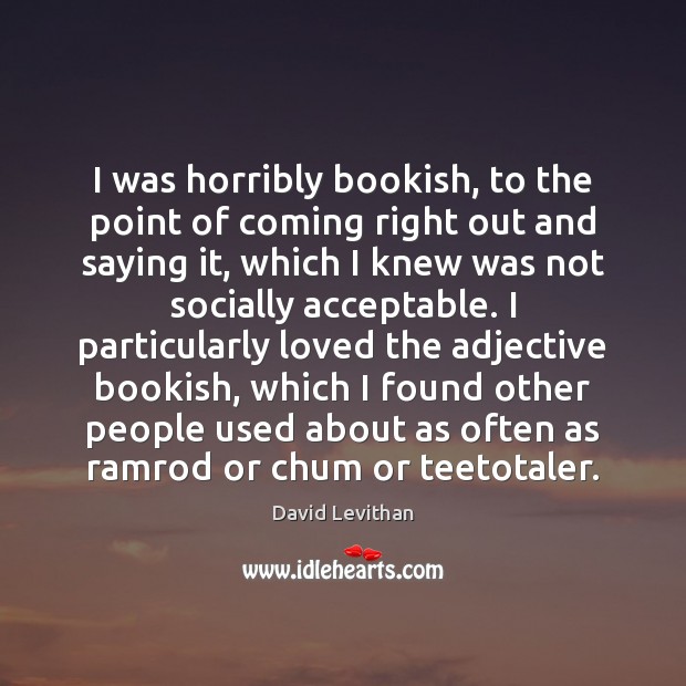 I was horribly bookish, to the point of coming right out and David Levithan Picture Quote