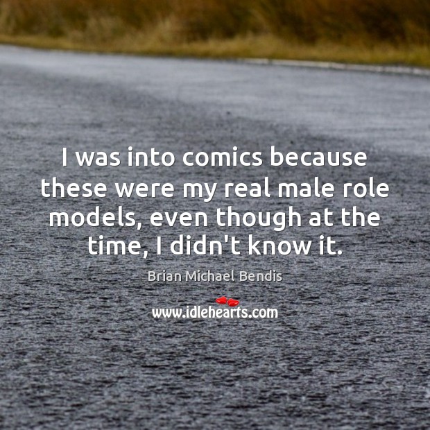 I was into comics because these were my real male role models, Brian Michael Bendis Picture Quote