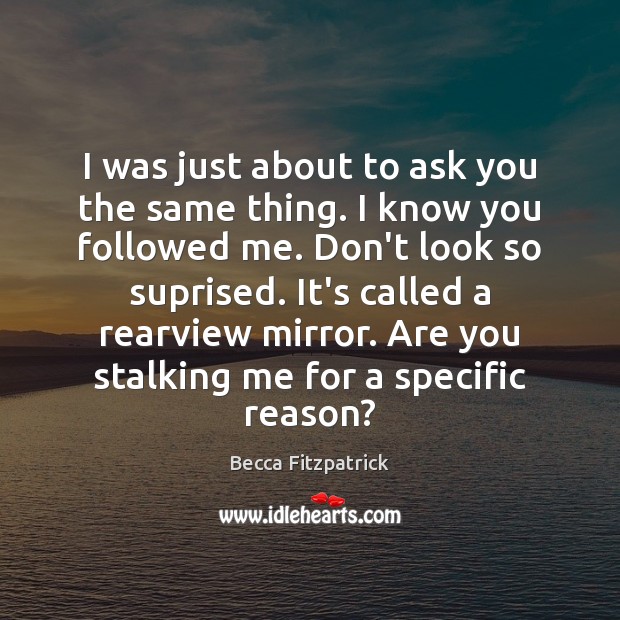 I was just about to ask you the same thing. I know Becca Fitzpatrick Picture Quote