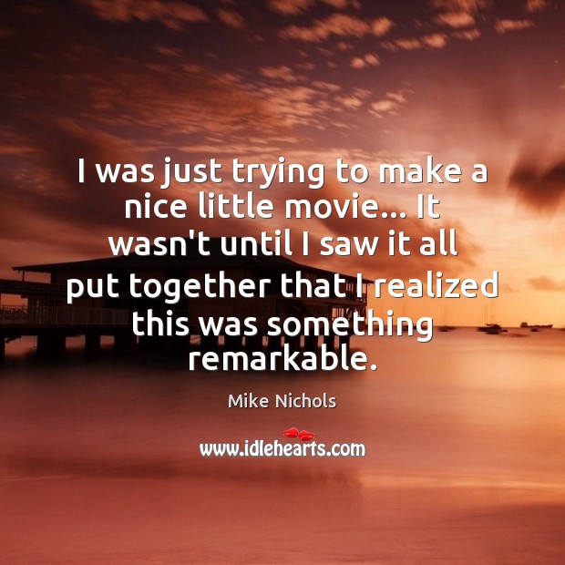 I was just trying to make a nice little movie… It wasn’t Mike Nichols Picture Quote