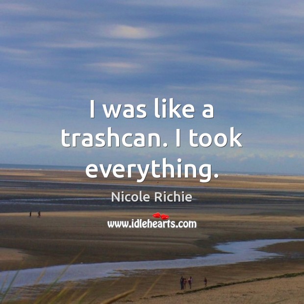 I was like a trashcan. I took everything. Nicole Richie Picture Quote