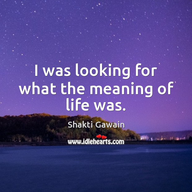 I was looking for what the meaning of life was. Shakti Gawain Picture Quote