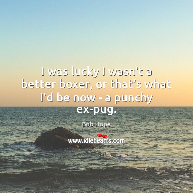 I was lucky I wasn’t a better boxer, or that’s what I’d be now – a punchy ex-pug. Image