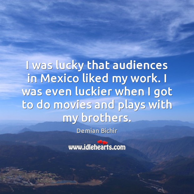 I was lucky that audiences in Mexico liked my work. I was Demian Bichir Picture Quote