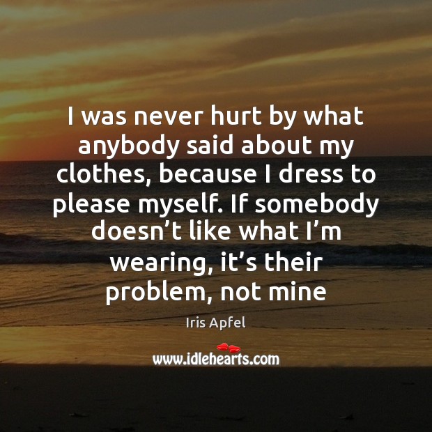 I was never hurt by what anybody said about my clothes, because Hurt Quotes Image