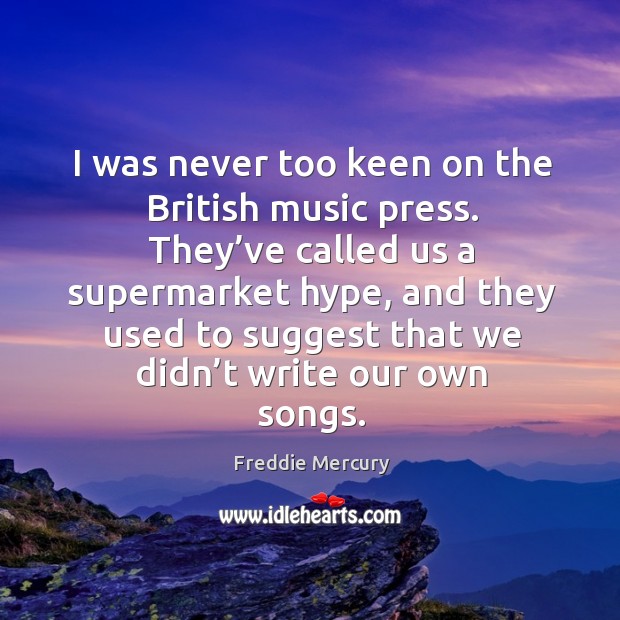 I was never too keen on the british music press. They’ve called us a supermarket hype Image