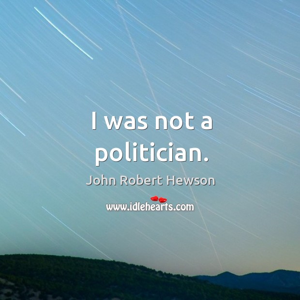 I was not a politician. John Robert Hewson Picture Quote