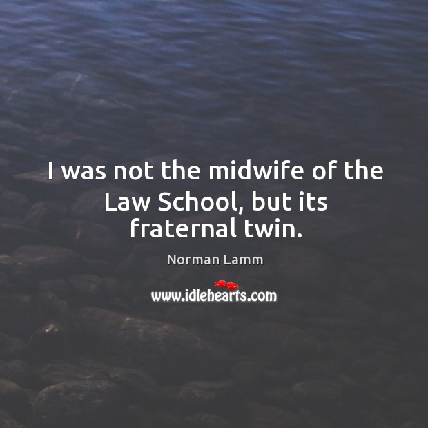 I was not the midwife of the law school, but its fraternal twin. Norman Lamm Picture Quote