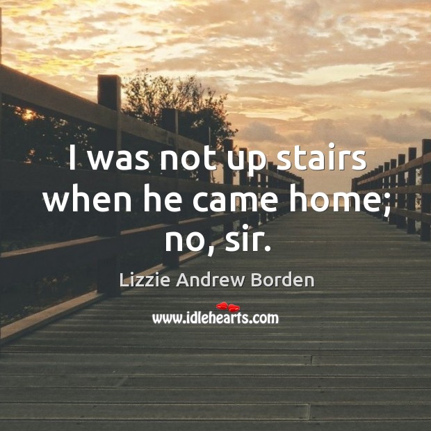 I was not up stairs when he came home; no, sir. Lizzie Andrew Borden Picture Quote