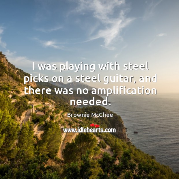 I was playing with steel picks on a steel guitar, and there was no amplification needed. Brownie McGhee Picture Quote