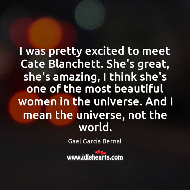 I was pretty excited to meet Cate Blanchett. She’s great, she’s amazing, Gael Garcia Bernal Picture Quote