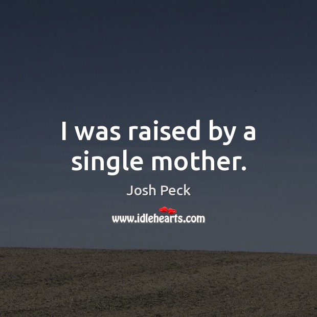 I was raised by a single mother. Josh Peck Picture Quote
