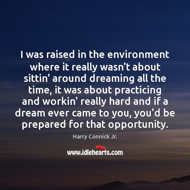 I was raised in the environment where it really wasn’t about sittin’ Harry Connick Jr. Picture Quote