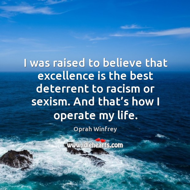 I was raised to believe that excellence is the best deterrent to racism or sexism. Image