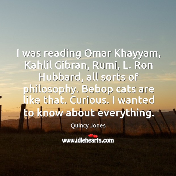 I was reading Omar Khayyam, Kahlil Gibran, Rumi, L. Ron Hubbard, all Quincy Jones Picture Quote