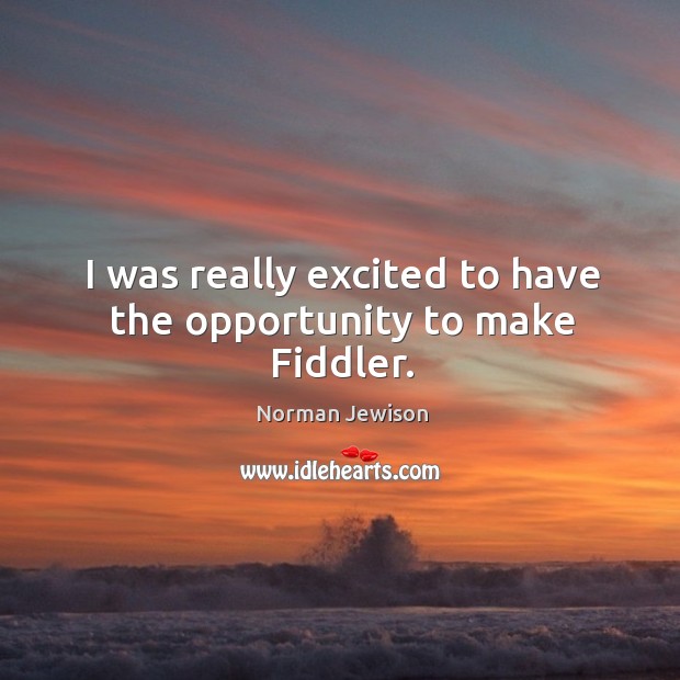 I was really excited to have the opportunity to make fiddler. Opportunity Quotes Image