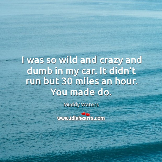 I was so wild and crazy and dumb in my car. It didn’t run but 30 miles an hour. You made do. Muddy Waters Picture Quote