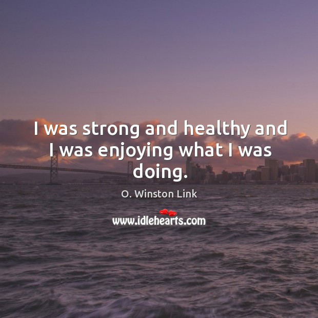 I was strong and healthy and I was enjoying what I was doing. O. Winston Link Picture Quote