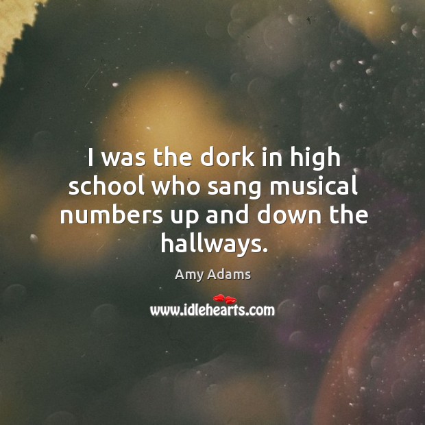 I was the dork in high school who sang musical numbers up and down the hallways. Amy Adams Picture Quote