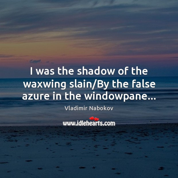 I was the shadow of the waxwing slain/By the false azure in the windowpane… Vladimir Nabokov Picture Quote