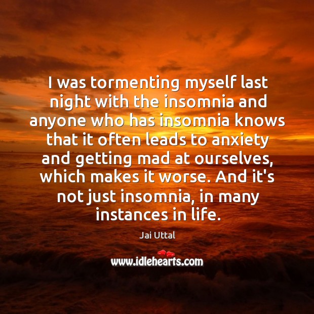 I was tormenting myself last night with the insomnia and anyone who Jai Uttal Picture Quote
