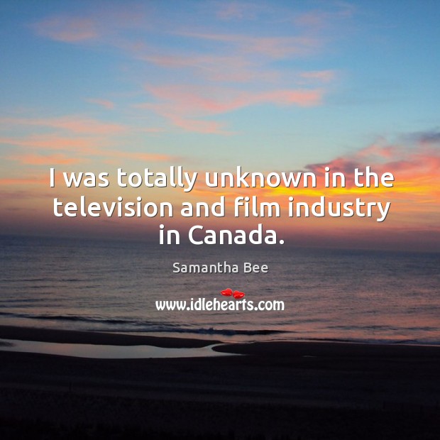 I was totally unknown in the television and film industry in canada. Samantha Bee Picture Quote