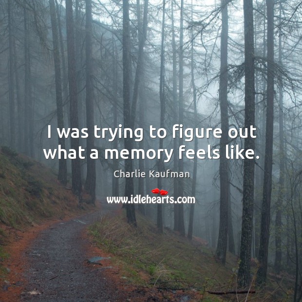 I was trying to figure out what a memory feels like. Charlie Kaufman Picture Quote