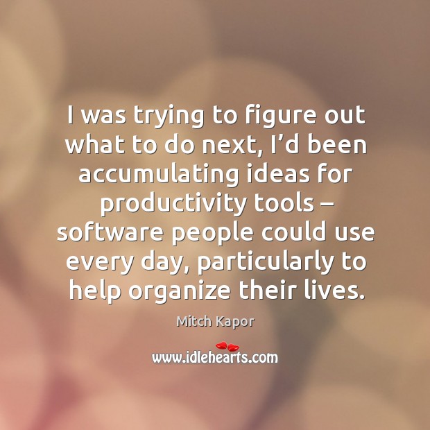 I was trying to figure out what to do next, I’d been accumulating ideas Mitch Kapor Picture Quote